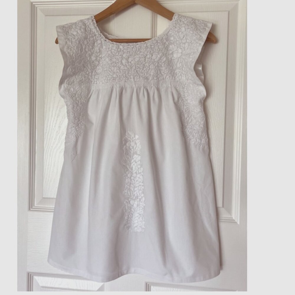 Mi Golondrina Mexican Embroidered Blouse - WHITE